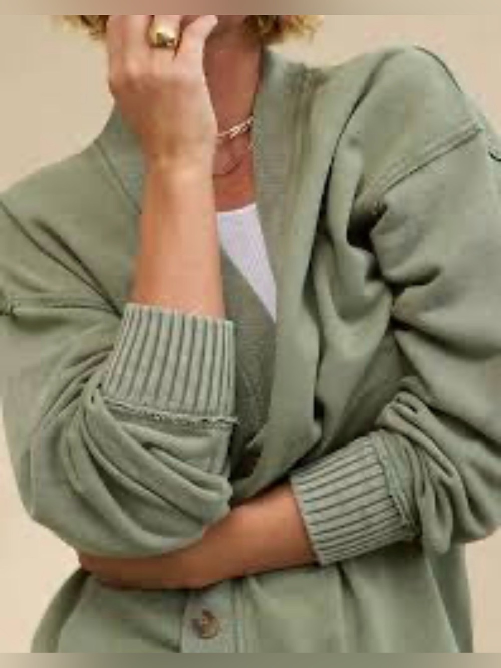 aerie Women’s Fleece Cardigan in Olive Fun. Size XXS, NWT - Picture 2 of 10